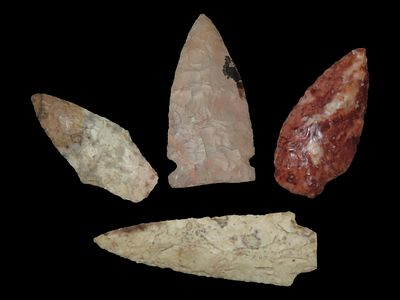 Grouping of 4 Arrowheads, Cache River and Adenas, Arkansas