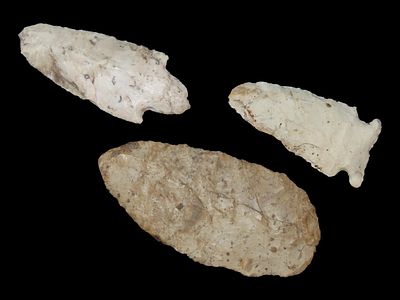 3 3/4” x 1 7/8” Grouping of 3 Archaic Pts., Illinois