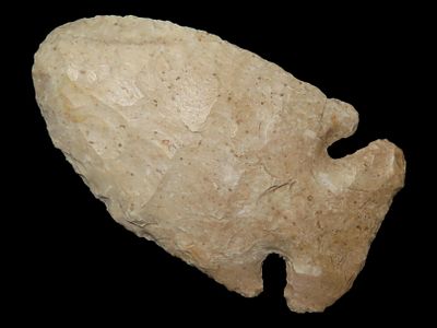 2 5/8” x 1 3/8” Thebes Pt., Morgan Co., Illinois, one ear broken and glued