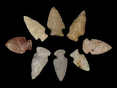 Grouping of 8 Atlatl Points, Calhoun Co., Illinois