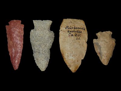 Grouping of 4 Arrowheads, All from Illinois