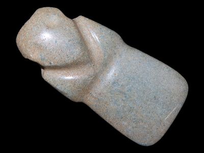 1 7/8” x 7/8” Pre-Columbian Costa Rican Avian Axe God Green Jade Pendant