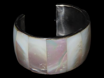2 5/8" x 2 1/4" Abalone Shell Vintage Cuff Bracelet from Old Southwestern Trading Post