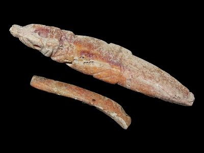 Lot of 2 Zoomorphic Effigy Shell Pendant/Beads Largest Measures 4"