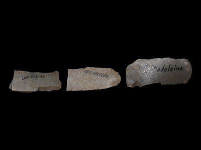 Scraper and Lateral Burin Artifacts from La Madeleine, Info Card Included