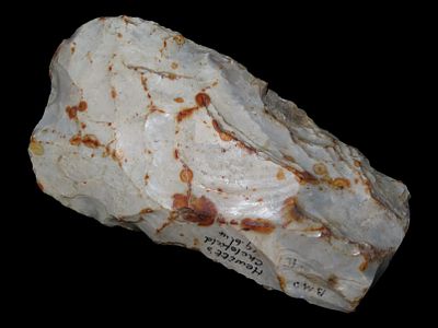 Flint Tranchet Axe, Mesolithic, from Hewitts, Chesterfield, Ex. Dewey, Info Card Included