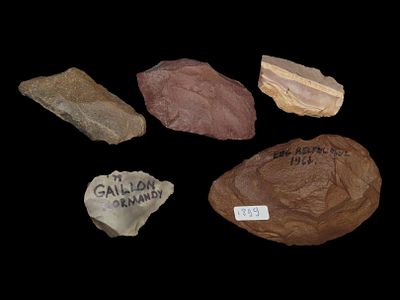 Lot of Flint Blades and Artifacts from Moorstroin, France and Normandy, Info Included