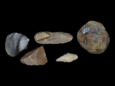 Lot of Neolithic Flint Tools, Blades and Scrapers from Europe, Info Cards Included