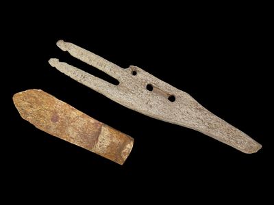 7 3/4” Longest Tool and Bone Adze, Eskimo, Bering Sea, Alaska, Ex. J. Weston Smith