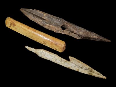 Eskimo Bone Harpoon Head and Tools from Bering Sea, Alaska, Ex. J. Weston Smith