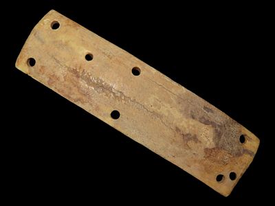 3 3/4” Bone Drilled Splicer/Armor, Big Diomede Island, Alaska, Eskimo
