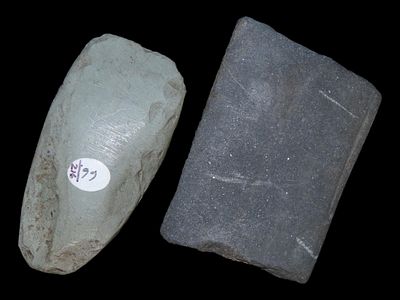 Lot of Two Slate Artifacts, Alaska, One Celt, Eskimo