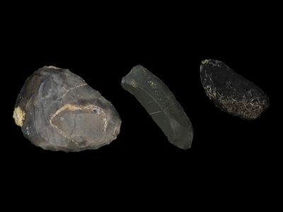 Lot of 3 Eskimo Flint Scrapers, Bering Sea, Alaska
