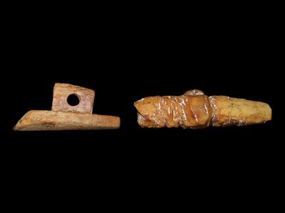 Lot of Two Artifacts/Tools, Plug and Toggle, Eskimo, Bering Sea, Alaska