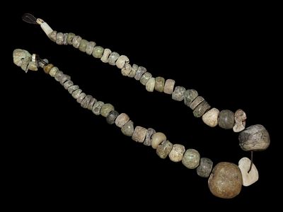 Strand of Bone and Shell Beads from Bering Sea, Alaska