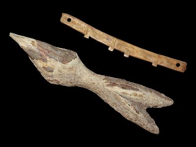 Eskimo Bone Net Gauge and Ornament, Bering Sea, Alaska