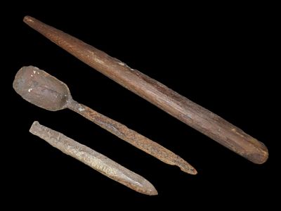 Eskimo Lot of 3 Wooden Artifacts, Bering Sea, Alaska