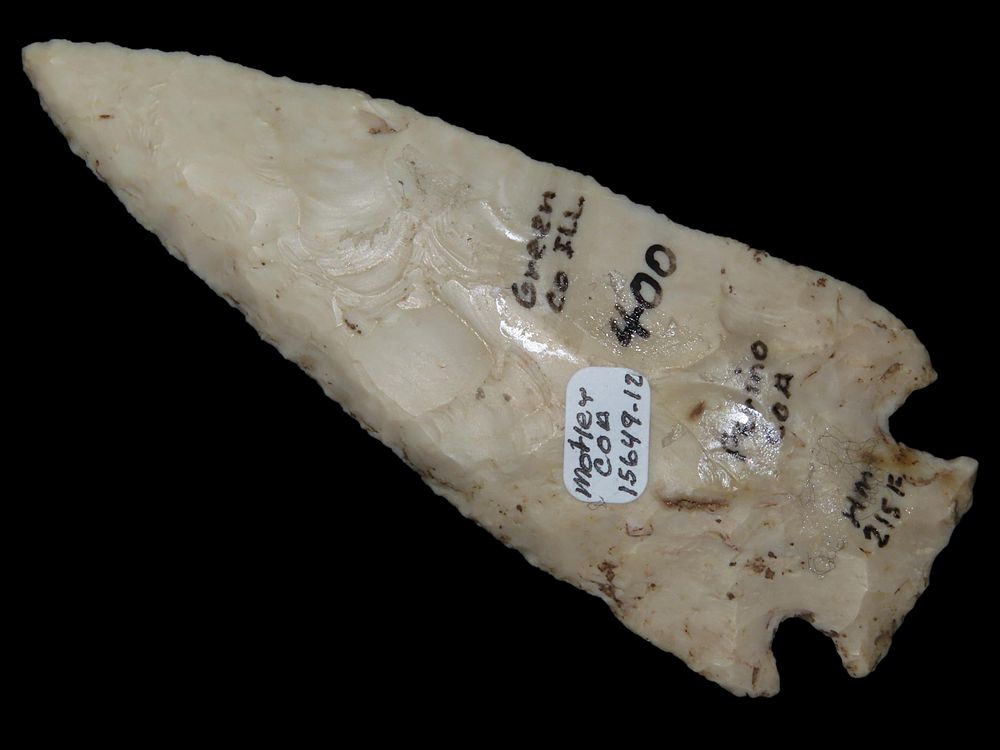 4" Hardin Point, Motley COA, Perino COA, Burlington Chert, Greene Co., Illinois, Ex. G. 