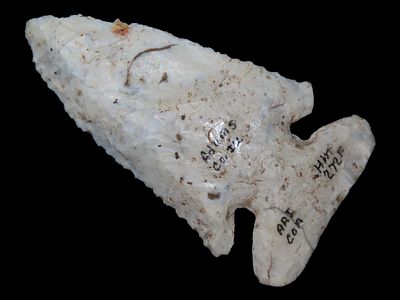3 1/2" Thebes, American Antiquities COA, Gray Burlington Chert, Adams Co., Illinois, Ex. 