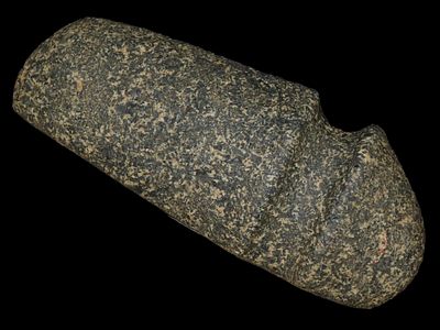 10 1/4" Three Quarter Grooved Axe, Great Color, Van Buren County, Iowa, Sits up on end for 