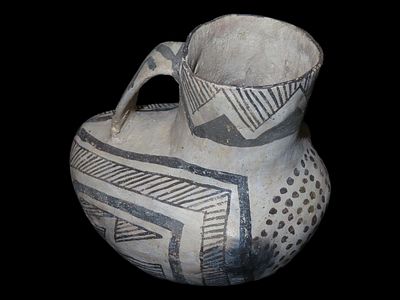 6 1/4" x 6 1/4" Tularosa Duck Bowl, Black and White Design, Intact, Found on Private Property 