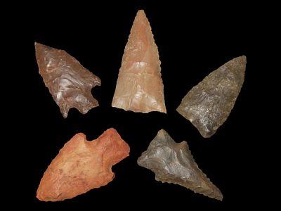 Lot of 5 Archaic/Woodland Points, Benton Co., Tennessee