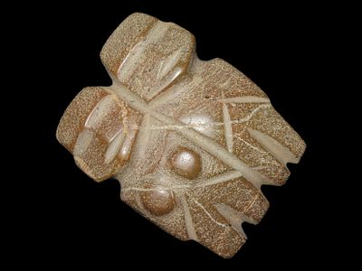 8" Pre-Columbian Male and Female Mezcala Stone Axe God, Guerrero, 700 BC - 300 AD