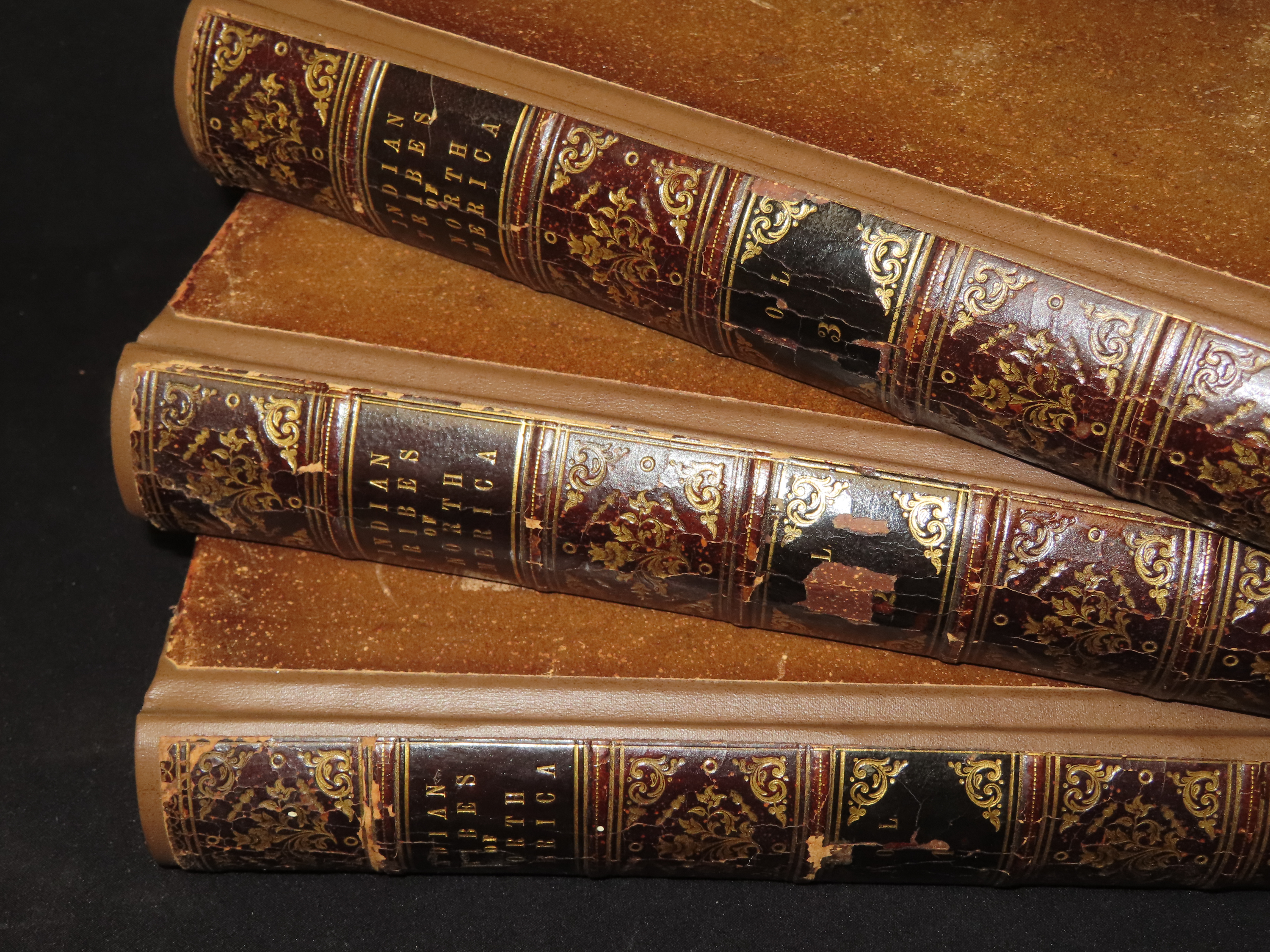 McKenney & Hall’s Indian Tribes of North America, 1st Octavo Edition (1848–1850). Complete 3-Volume Set Featuring Hand-Colored Lithographic