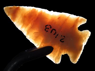 1 3/4" Bird Point, Found on the J.J. Currie Ranch, Palo Duro Canyon, Randall Co., Texas