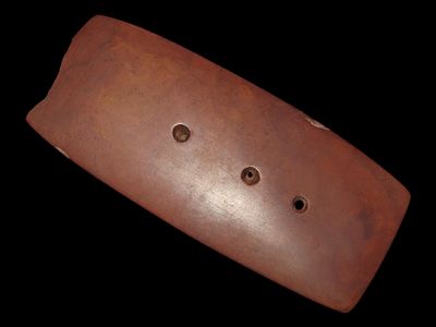 4 3/4" Three-Hole Hematite Gorget with Tally Marks, Wisconsin