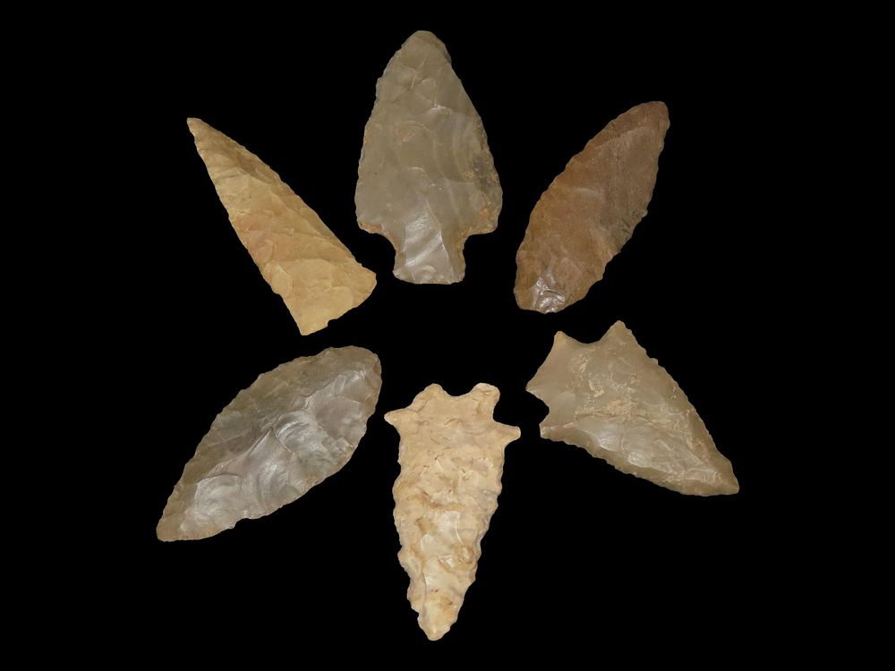 Lot of 6 Archaic/Woodland Arrowheads, Benton Co., Tennessee