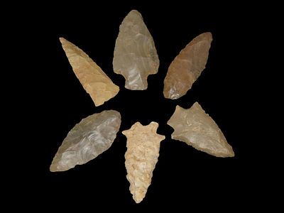 Lot of 6 Archaic/Woodland Arrowheads, Benton Co., Tennessee