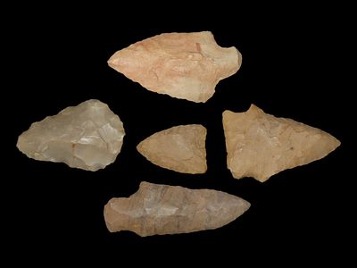 Lot of 5 Archaic/Woodland Arrowheads, Benton Co., Tennessee