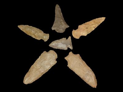 Lot of 6 Archaic/Woodland Arrowheads, Benton Co., Tennessee