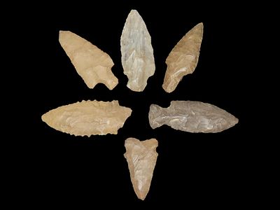 Lot of 6 Archaic/Woodland Arrowheads, Benton Co., Tennessee