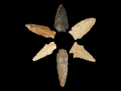 Lot of 6 Archaic/Woodland Arrowheads, Benton Co., Tennessee