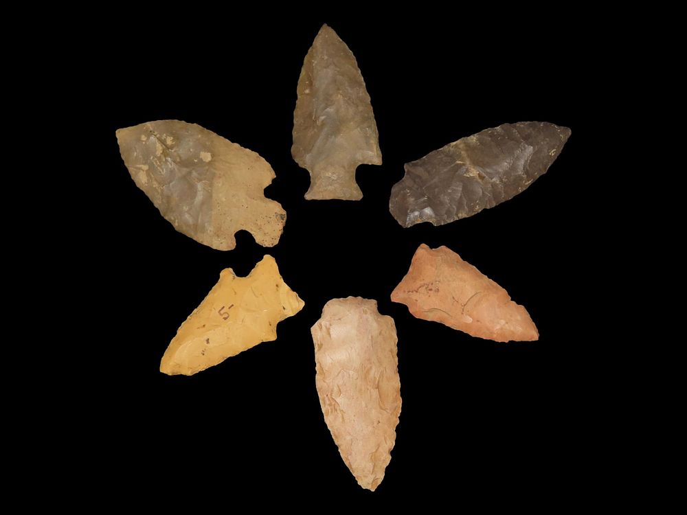 Lot of 6 Archaic/Woodland Arrowheads, Benton Co., Tennessee