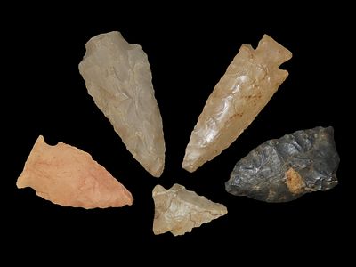 Lot of 5 Archaic/Woodland Arrowheads, Benton Co., Tennessee
