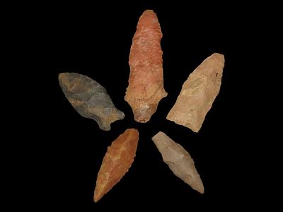 Lot of 5 Archaic/Woodland Arrowheads, Benton Co., Tennessee
