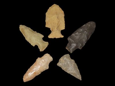 Lot of 5 Archaic/Woodland Arrowheads, Benton Co., Tennessee