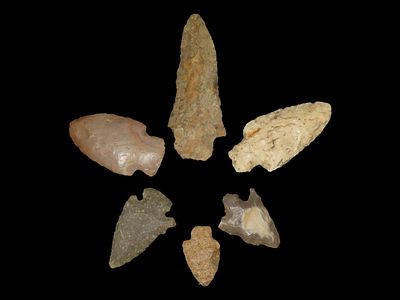 Lot of 6 Archaic/Woodland Arrowheads, Benton Co., Tennessee