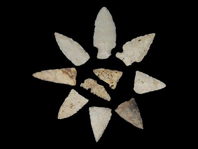 Lot of 10 Archaic/Woodland Points, DeKalb Co., Illinois