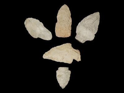 Lot of 5 Archaic/Woodland Points, DeKalb Co., Illinois