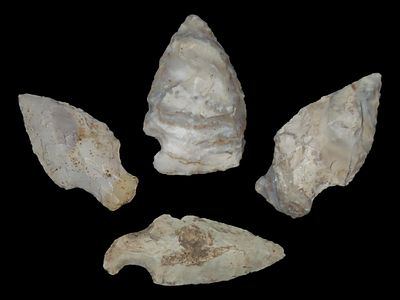 Lot of 4 Archaic/Woodland Points, DeKalb Co., Illinois