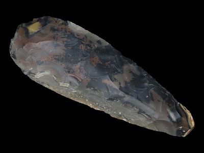 8 1/2” Pre-Columbian Mayan Blade, Found in Belize, Made of Great Colorful Material