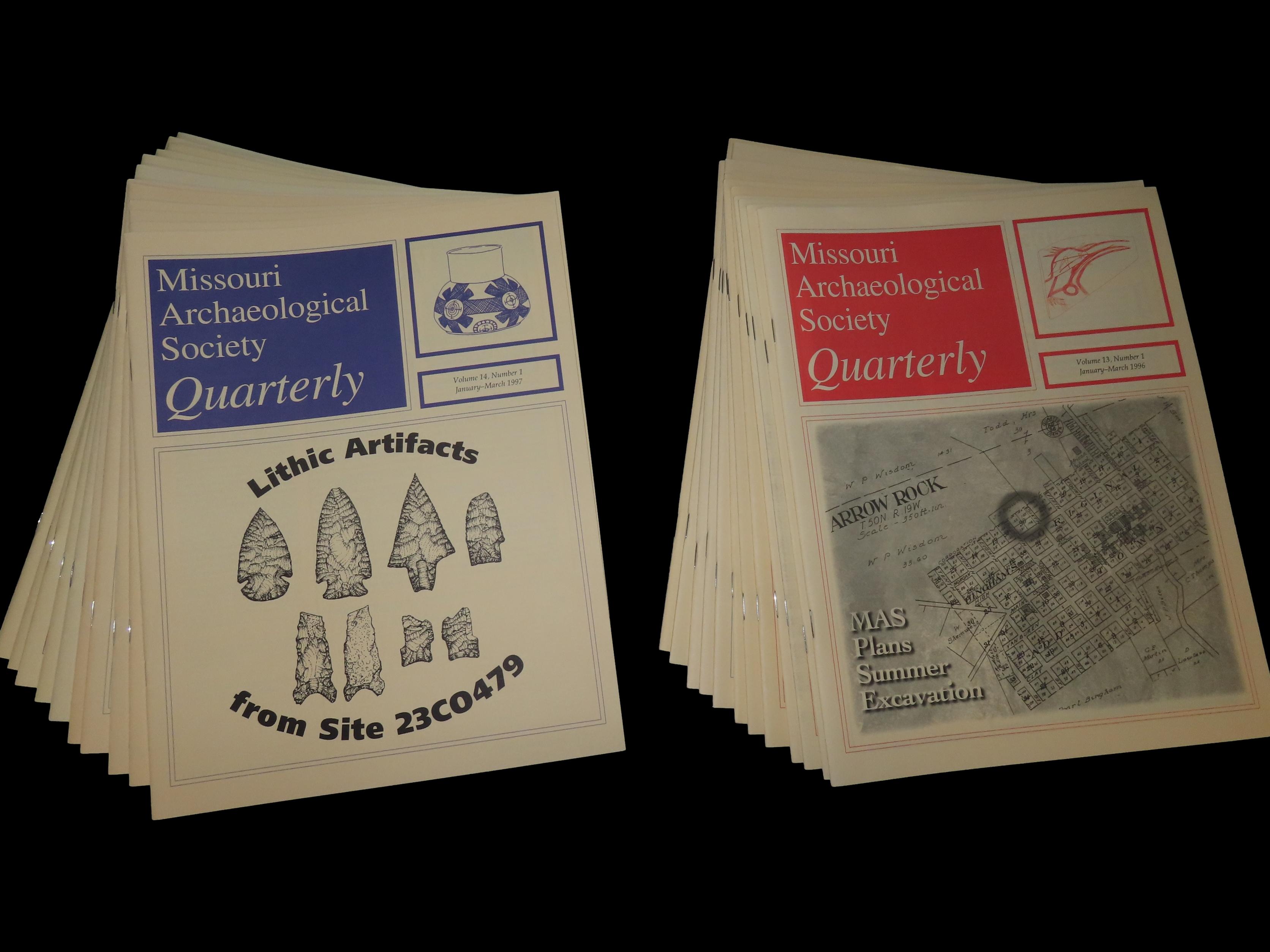 MISSOURI ARCHAEOLOGICAL SOCIETY QUARTERLY, LOT OF MULTIPLES MAGAZINES