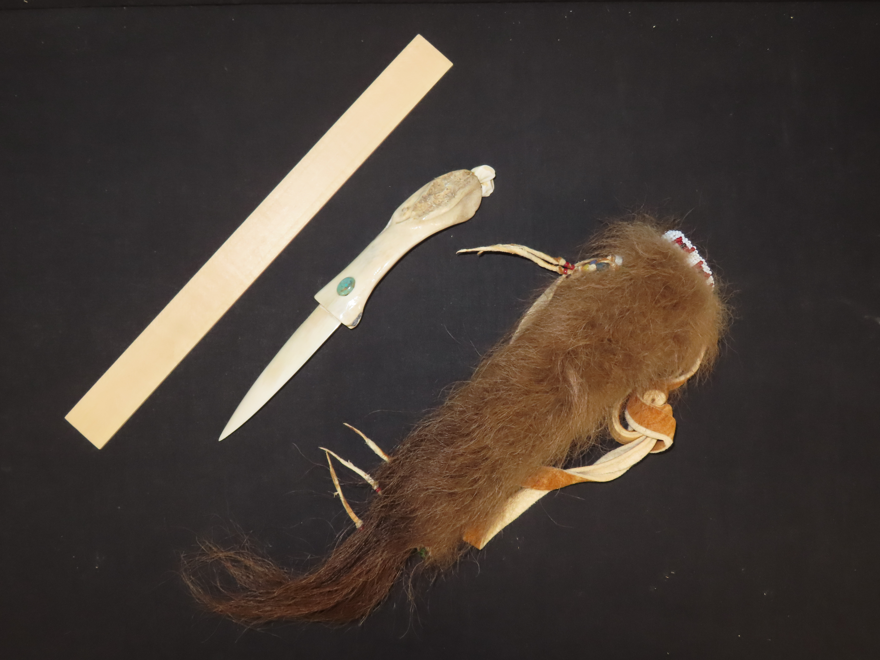 9 1/4" x 1 3/8" Old-Style Bone Knife Made By Black Eagle (An Award Winning Native American Artist)