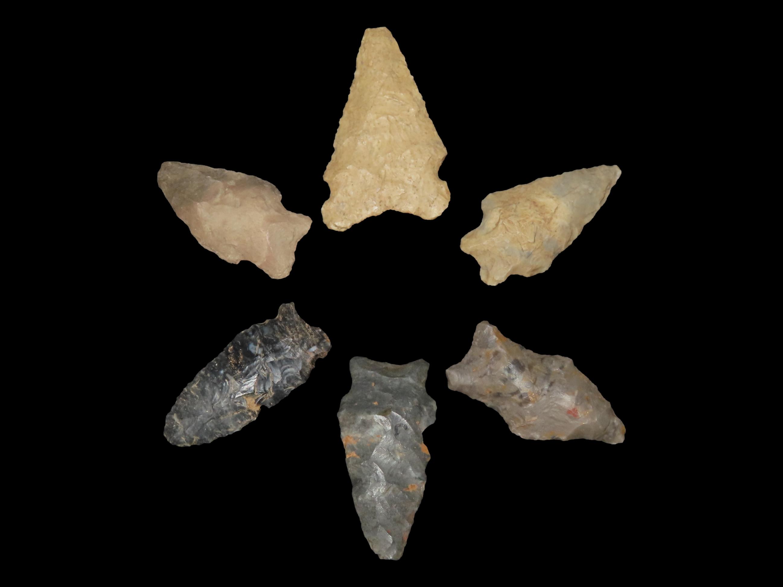 Lot of Archaic / Woodland Arrowheads from Ohio and New Mexico
