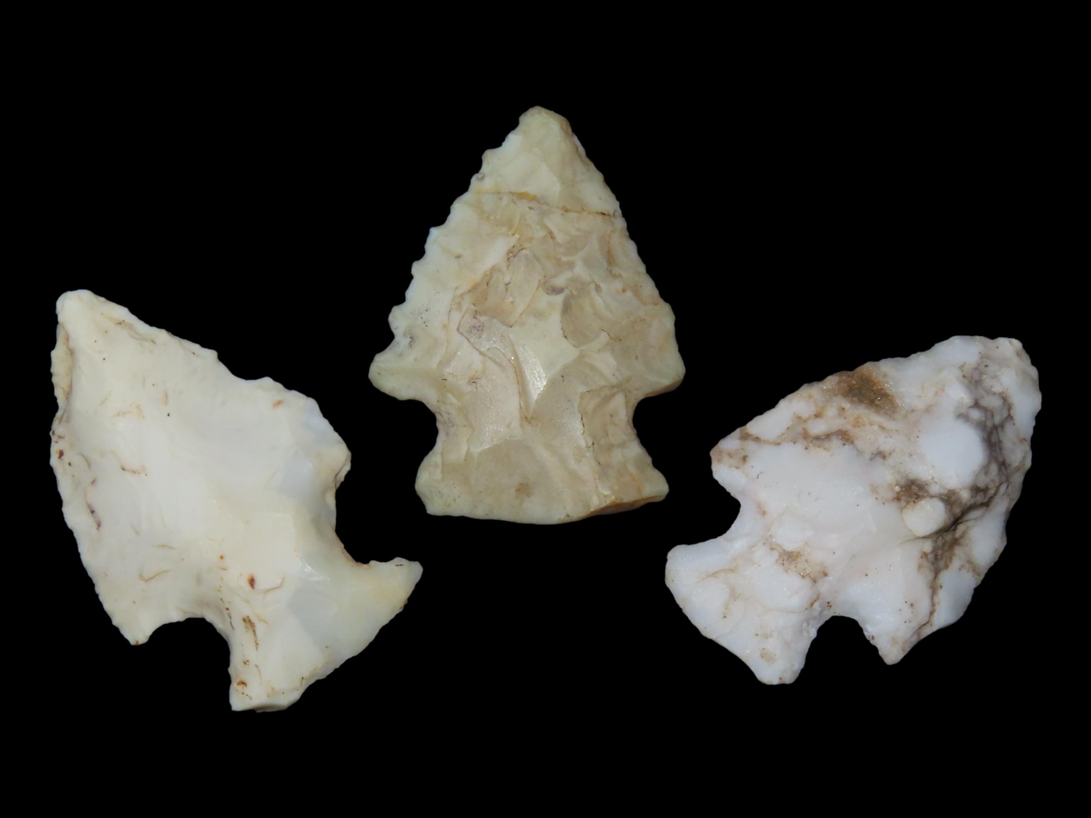 Lot of 3 Archaic Arrowheads from the Midwest