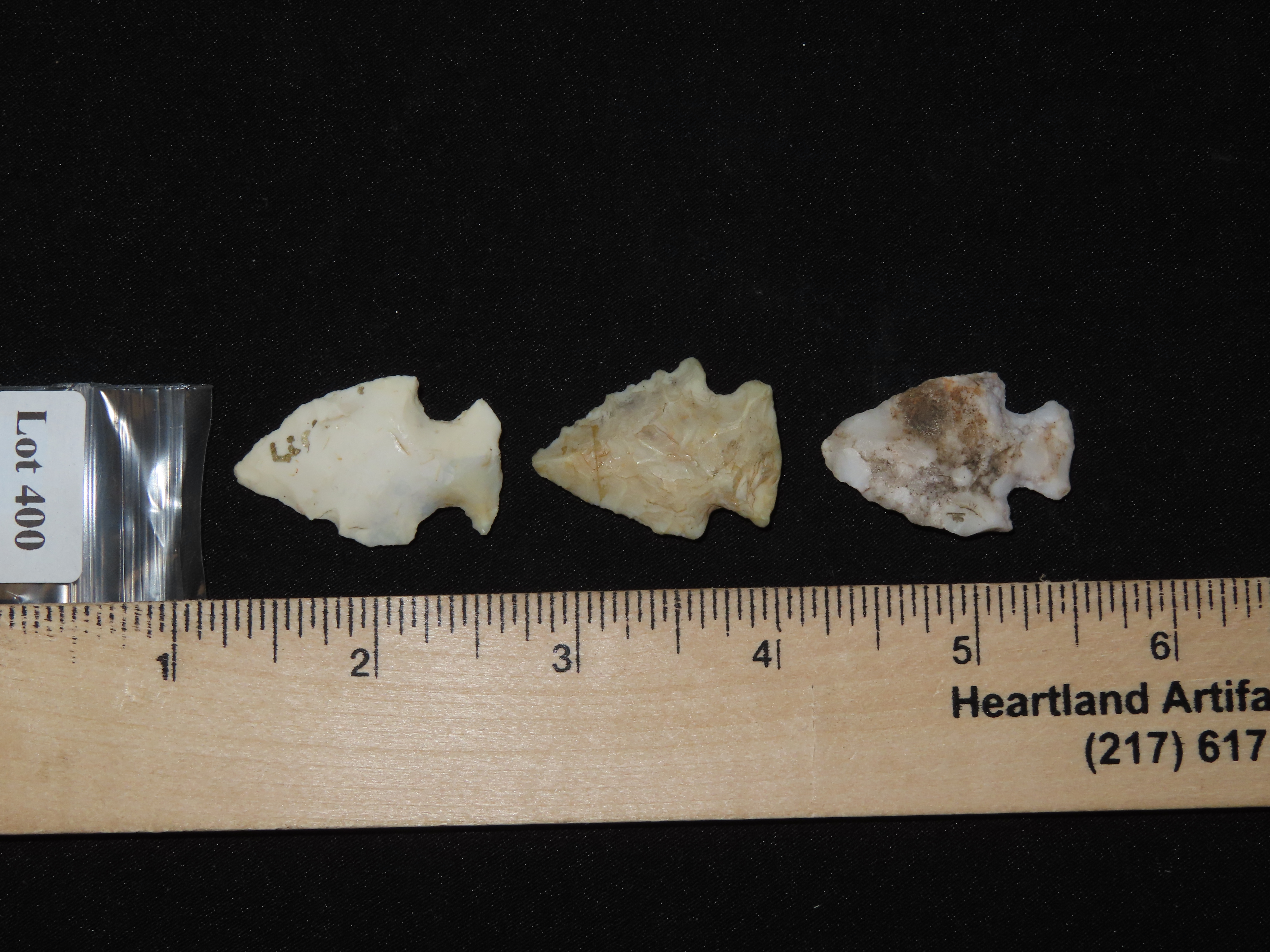 Lot of 3 Archaic Arrowheads from the Midwest